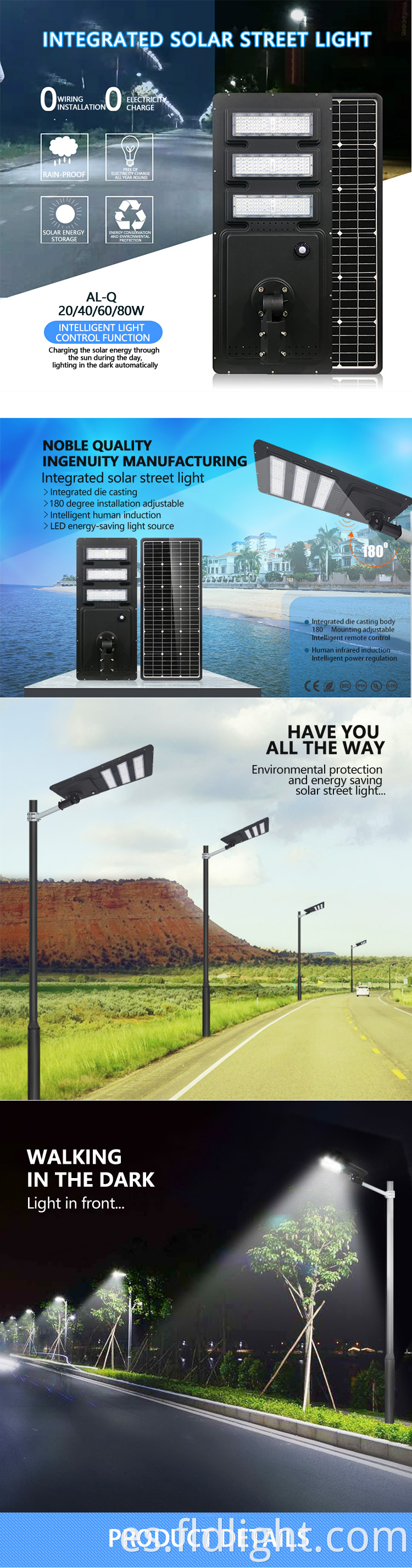 20Watt ip65 outdoor garden integrated solar lights